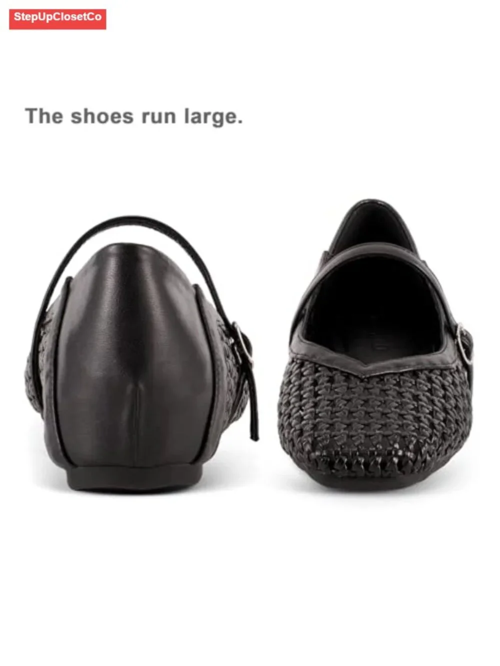 Woven Mary Jane Ballet Flats Hidden Lift Fold-Down Heel